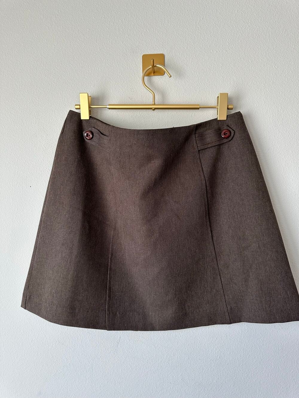 Vintage Y2K Brown Mini Skirt Office Siren Dark Academia Schoolgirl Size 11